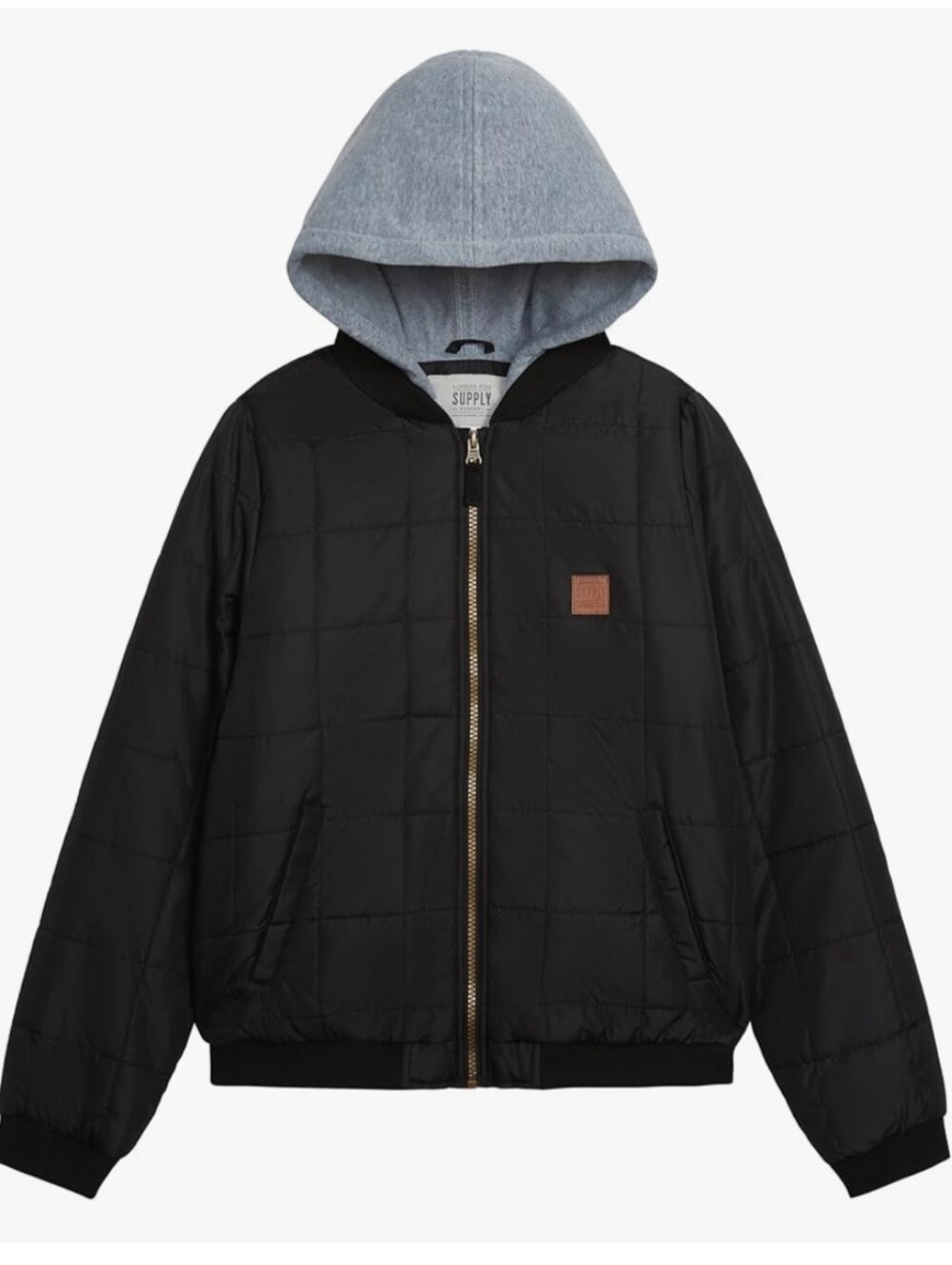 LONDON FOG Boys' Midweight Quilted Bomber Jacket With Sweatshirt Hood NWT Size 4